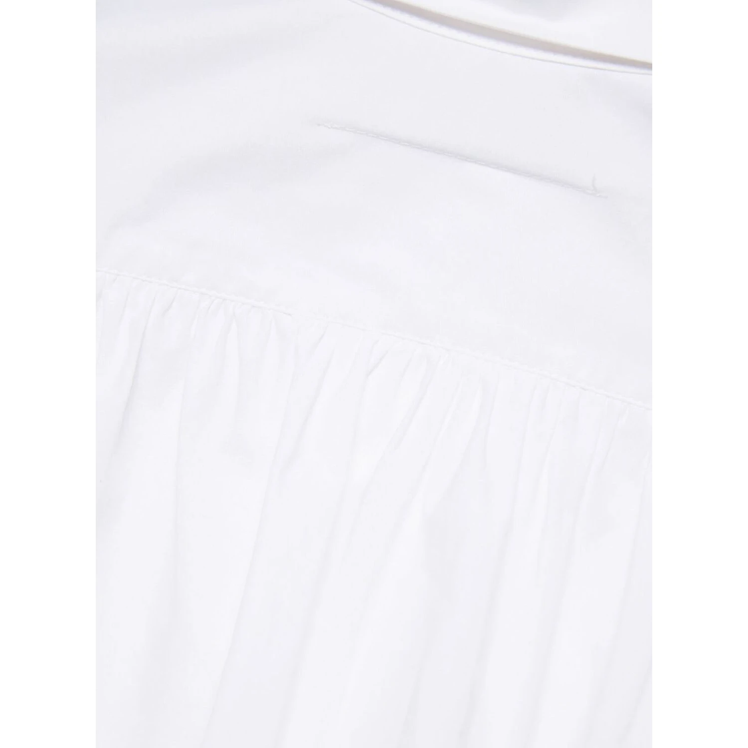 White Shirt with Classic Collar and Tonal Logo Patch in Cotton Boy