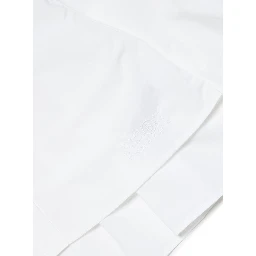 White Shirt with Classic Collar and Tonal Logo Patch in Cotton Boy