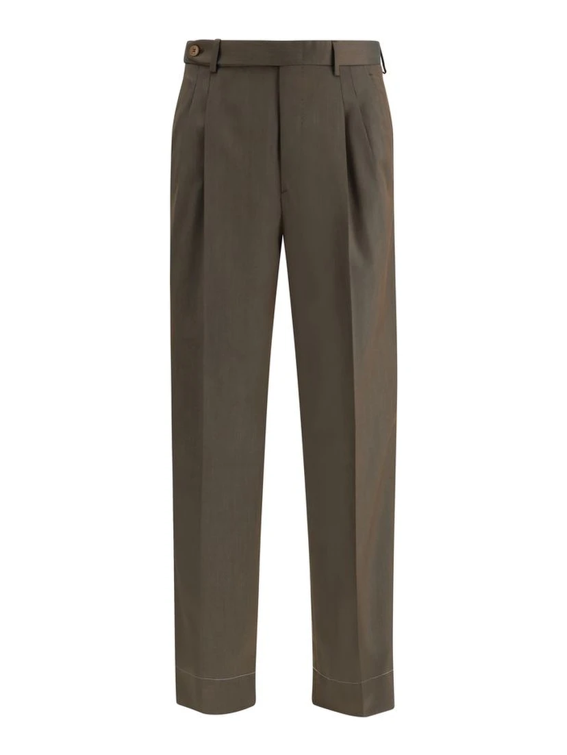 Bicolor Fleece Wool Casual Pants