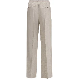 Gray Linen Casual Pants