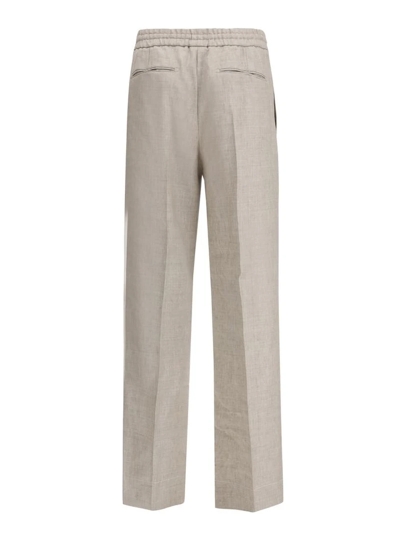 Gray Linen Casual Pants