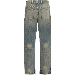 Blue Cotton Straight-Leg Jeans