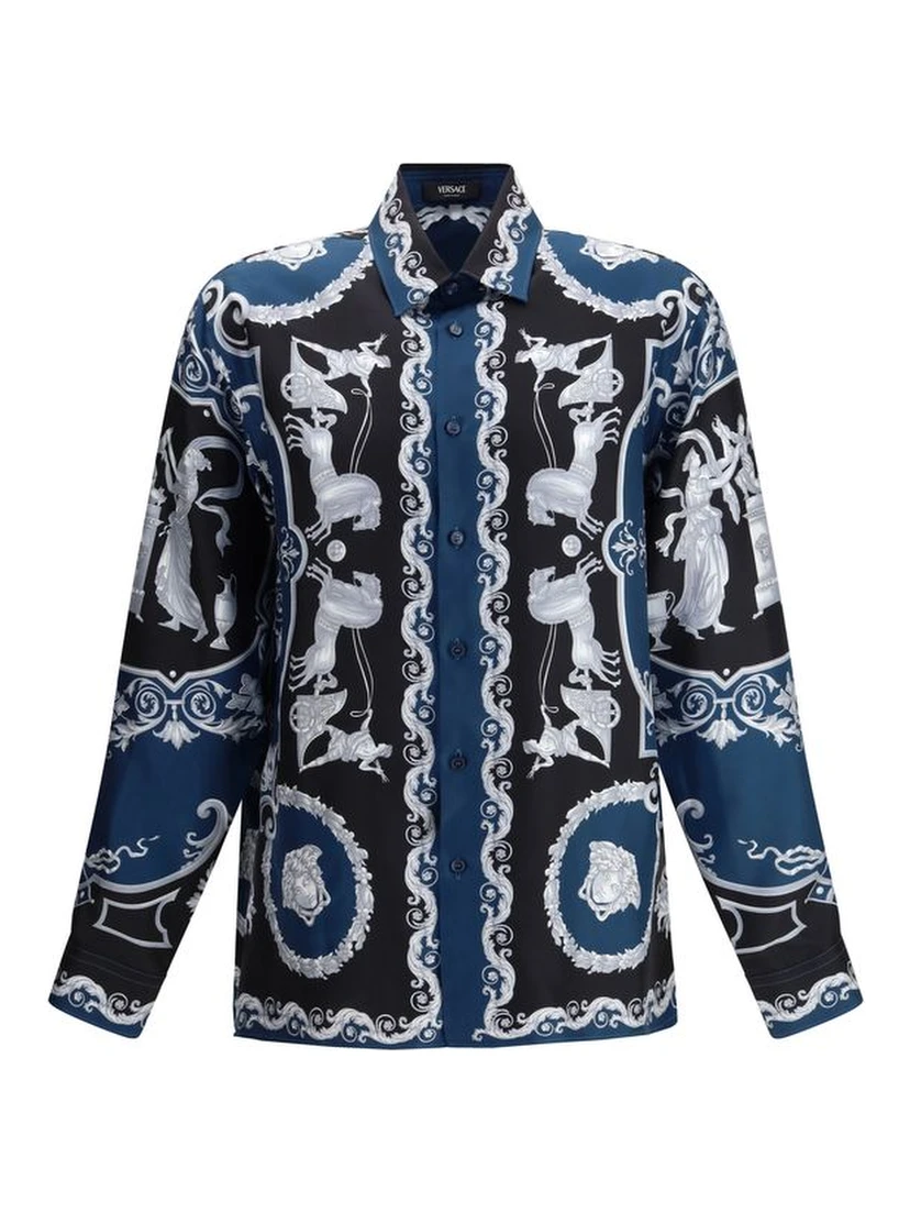 Blue Silk Pattern Shirt