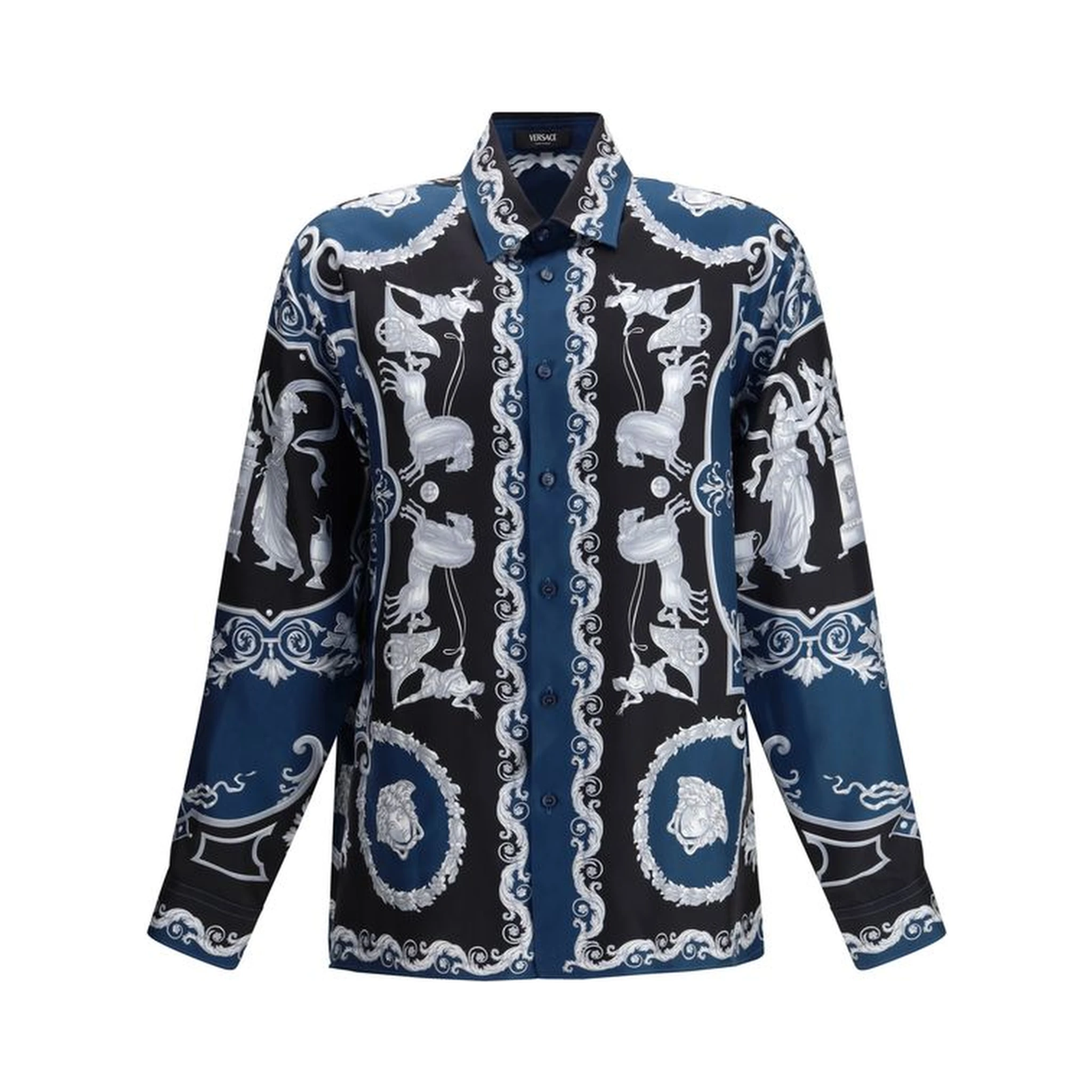 Blue Silk Pattern Shirt