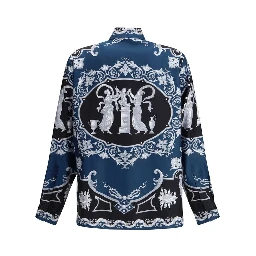 Blue Silk Pattern Shirt