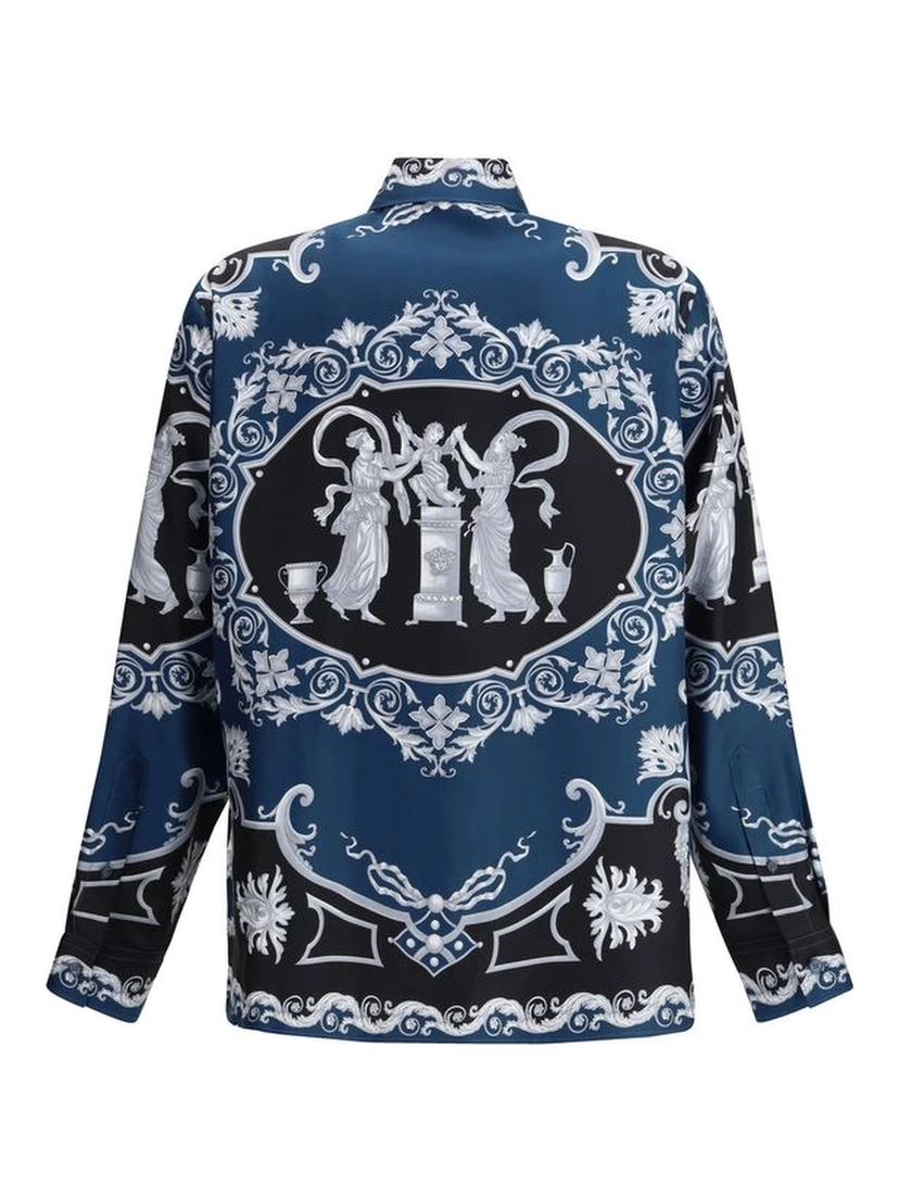 Blue Silk Pattern Shirt