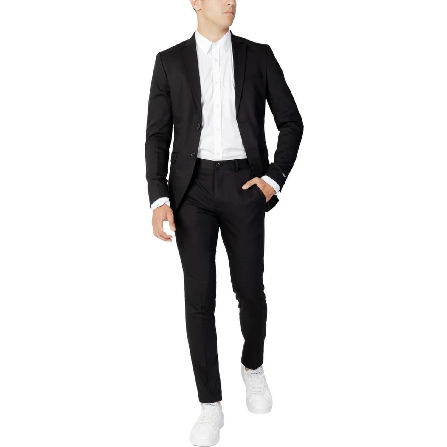Black Polyester Two-Piece Suit
