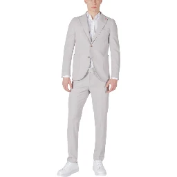 Gray Polyester Two-Piece Suit