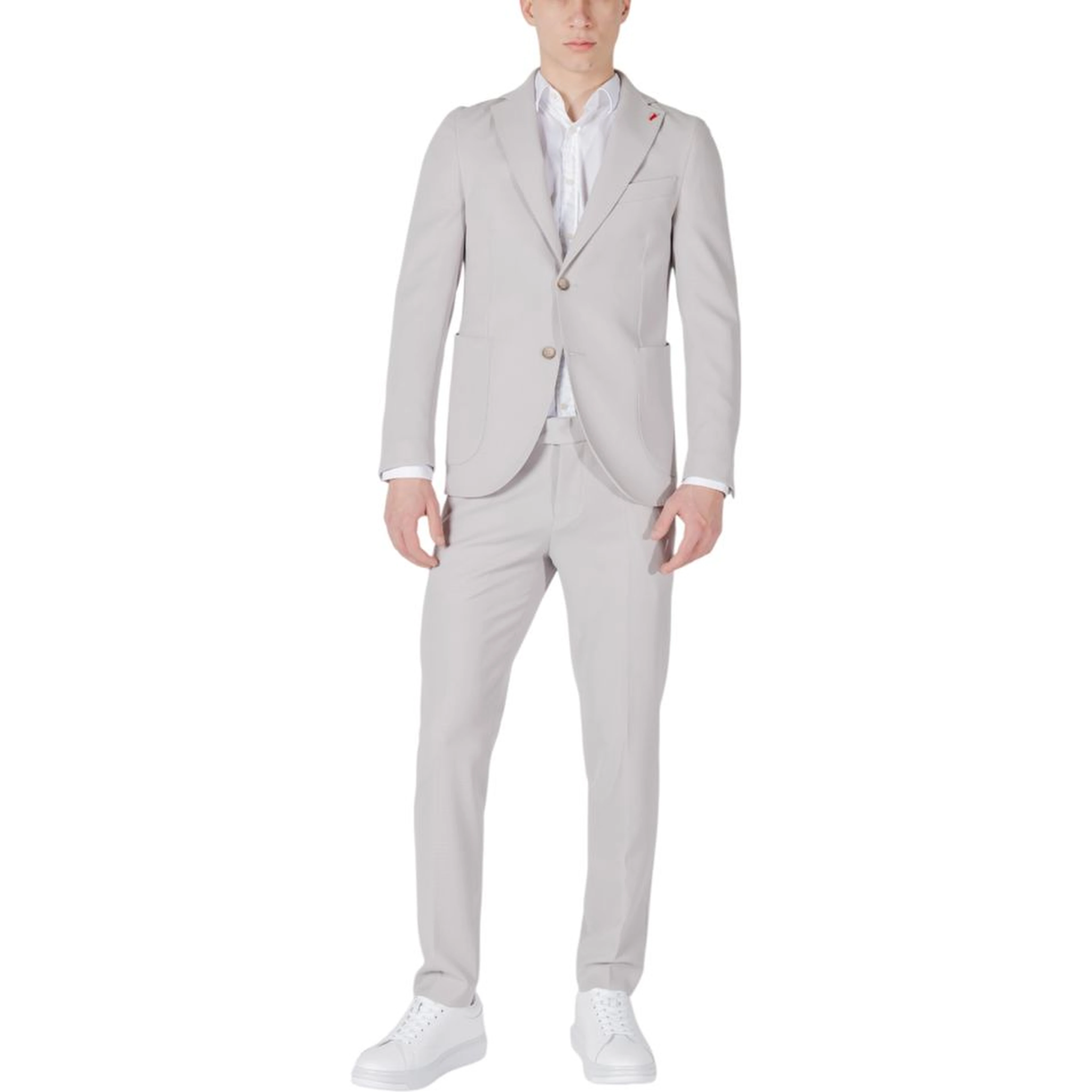 Gray Polyester Two-Piece Suit