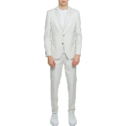 Beige Polyester Two-Piece Suit