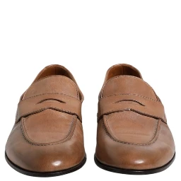 Brown Leather Slip-On Loafers