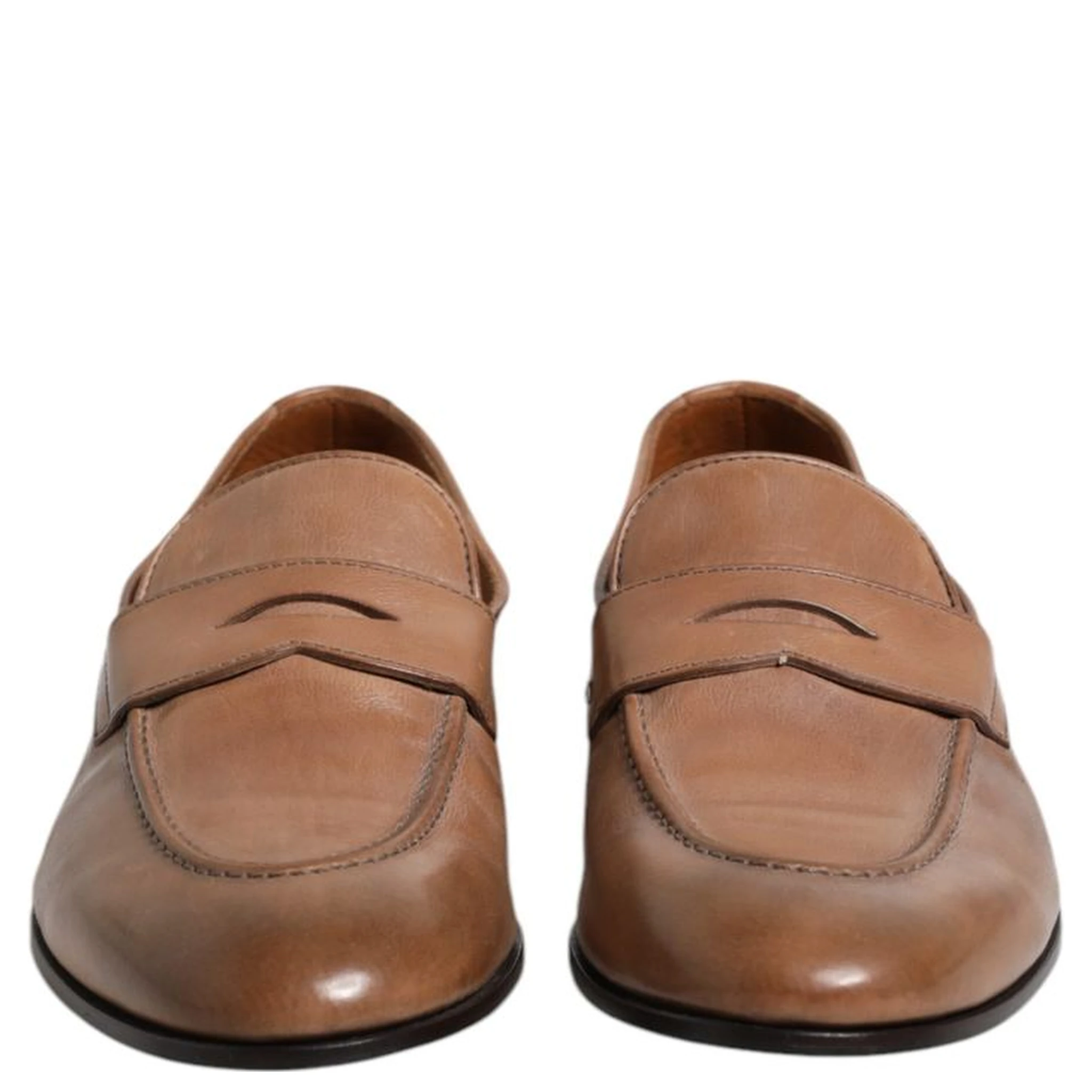 Brown Leather Slip-On Loafers
