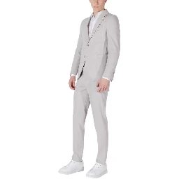 Gray Polyester Two-Piece Suit