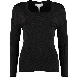 Black Cotton Wool Polyamide Sweatshirt