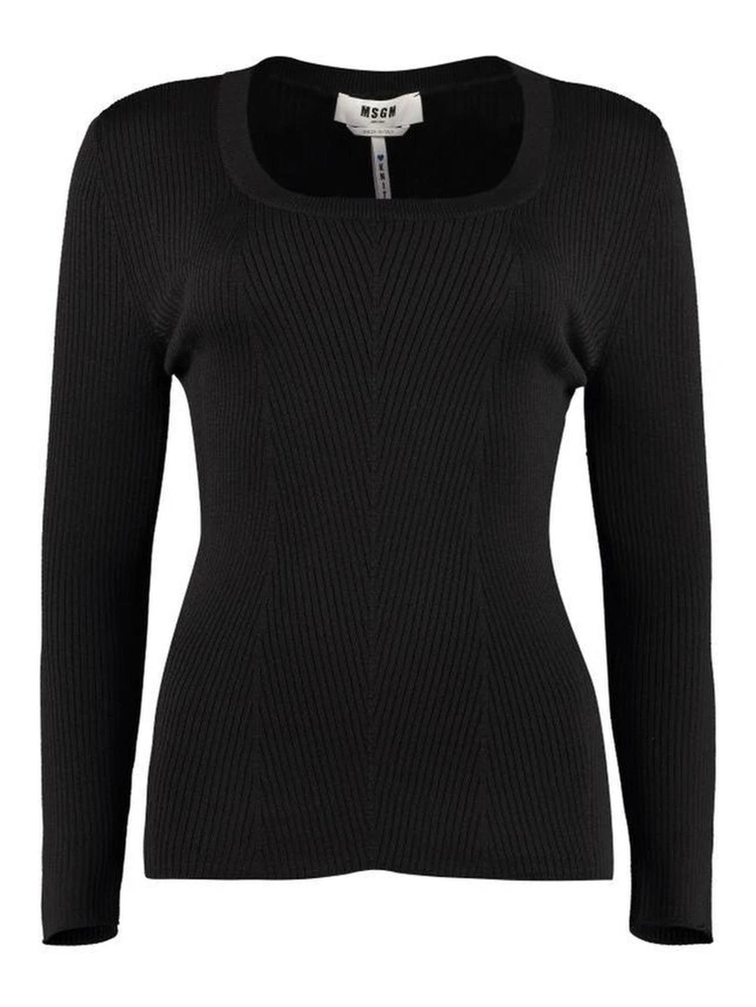 Black Cotton Wool Polyamide Sweatshirt