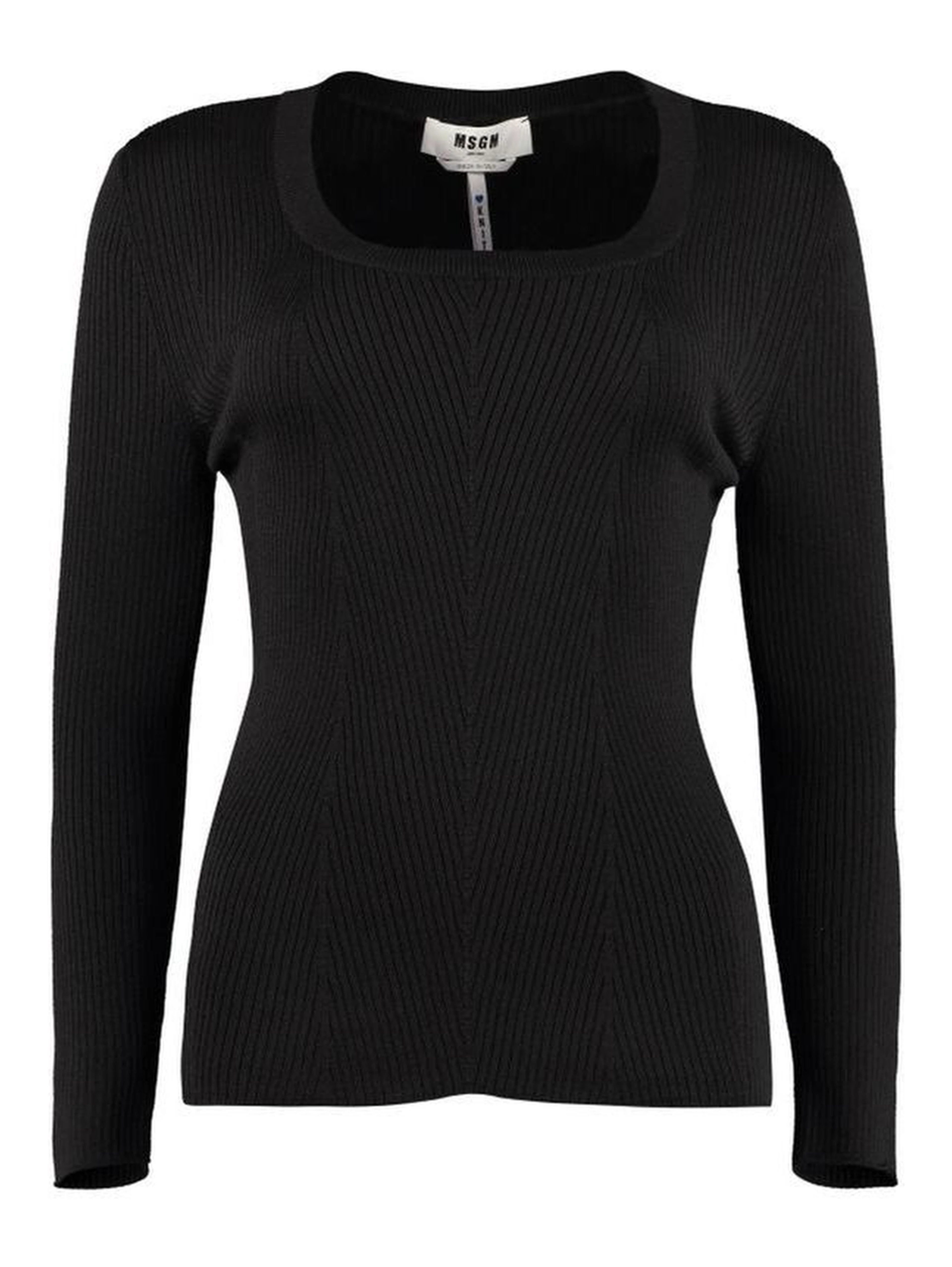 Black Cotton Wool Polyamide Sweatshirt