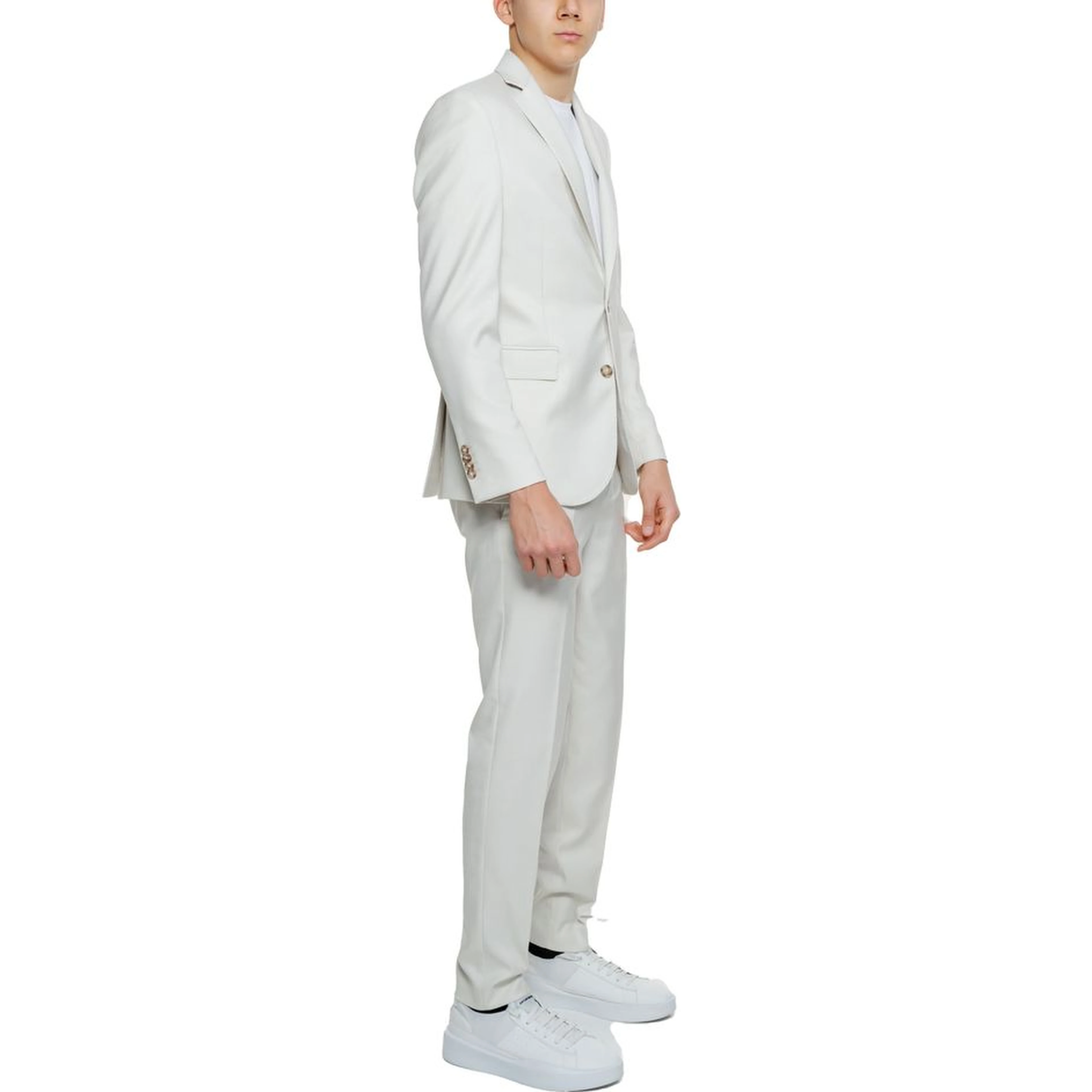 Beige Polyester Two-Piece Suit