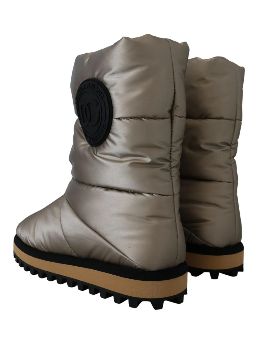 Silver Polyester Ankle Boots