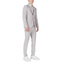 Gray Polyester Two-Piece Suit