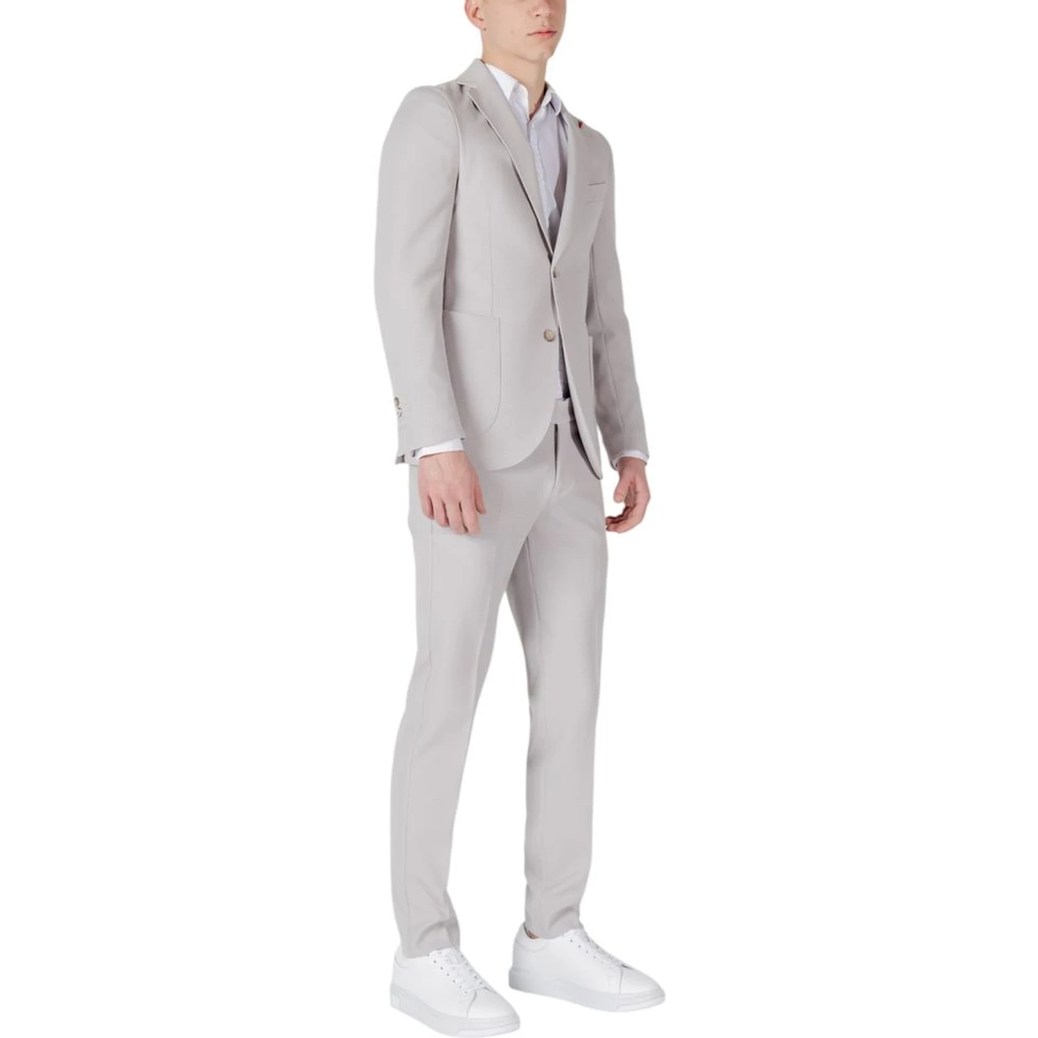 Gray Polyester Two-Piece Suit