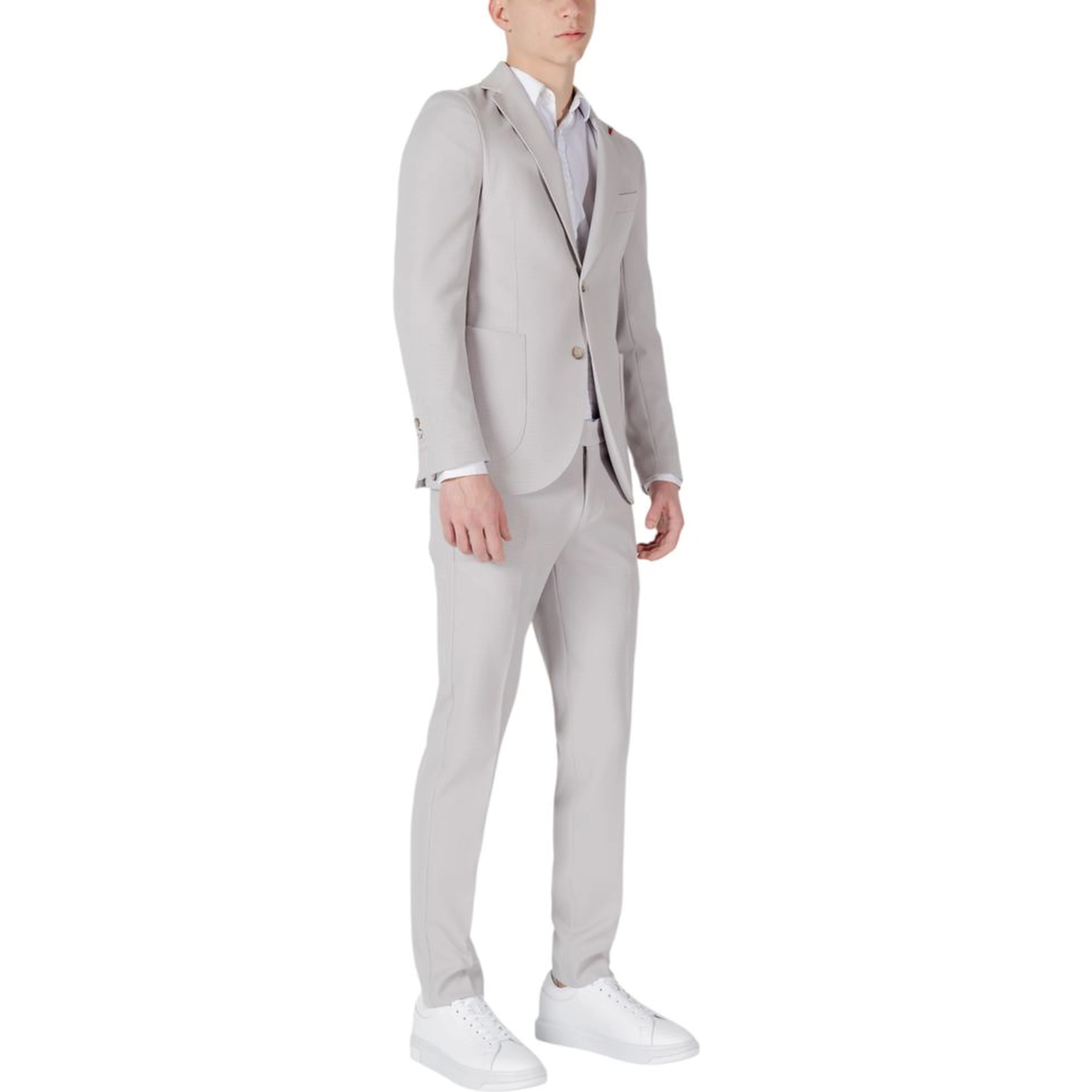Gray Polyester Two-Piece Suit