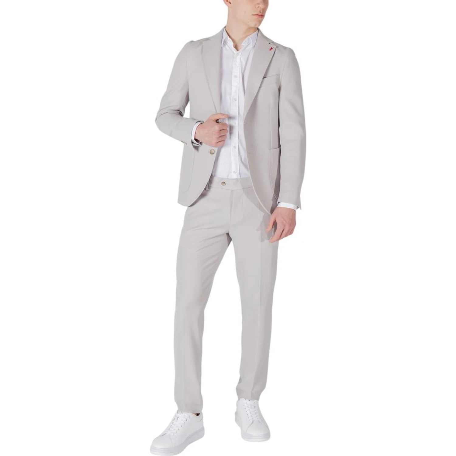 Gray Polyester Two-Piece Suit