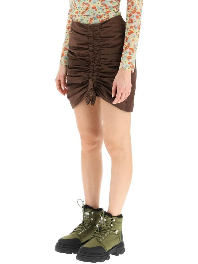Brown Acetate Mini Skirt