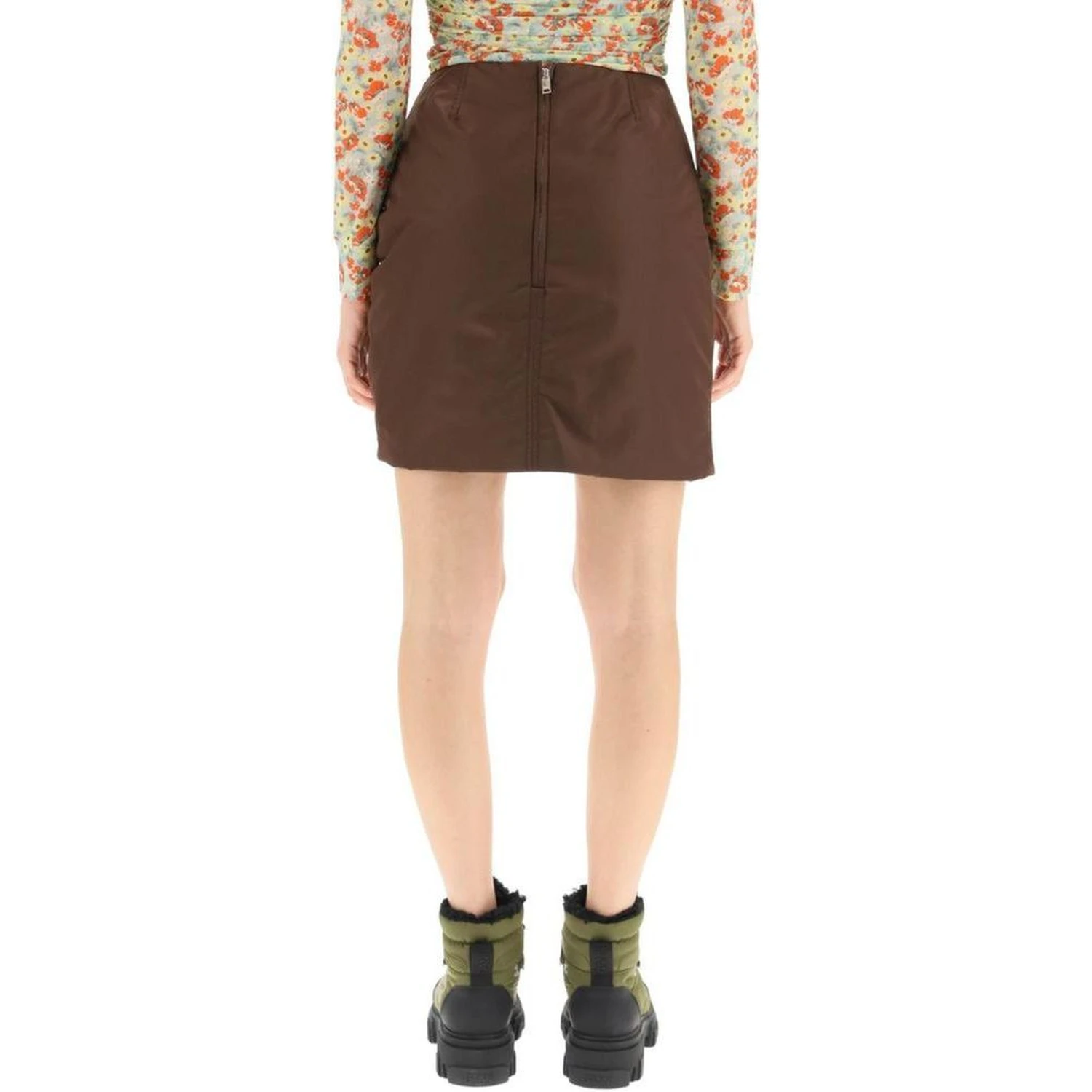 Brown Acetate Mini Skirt