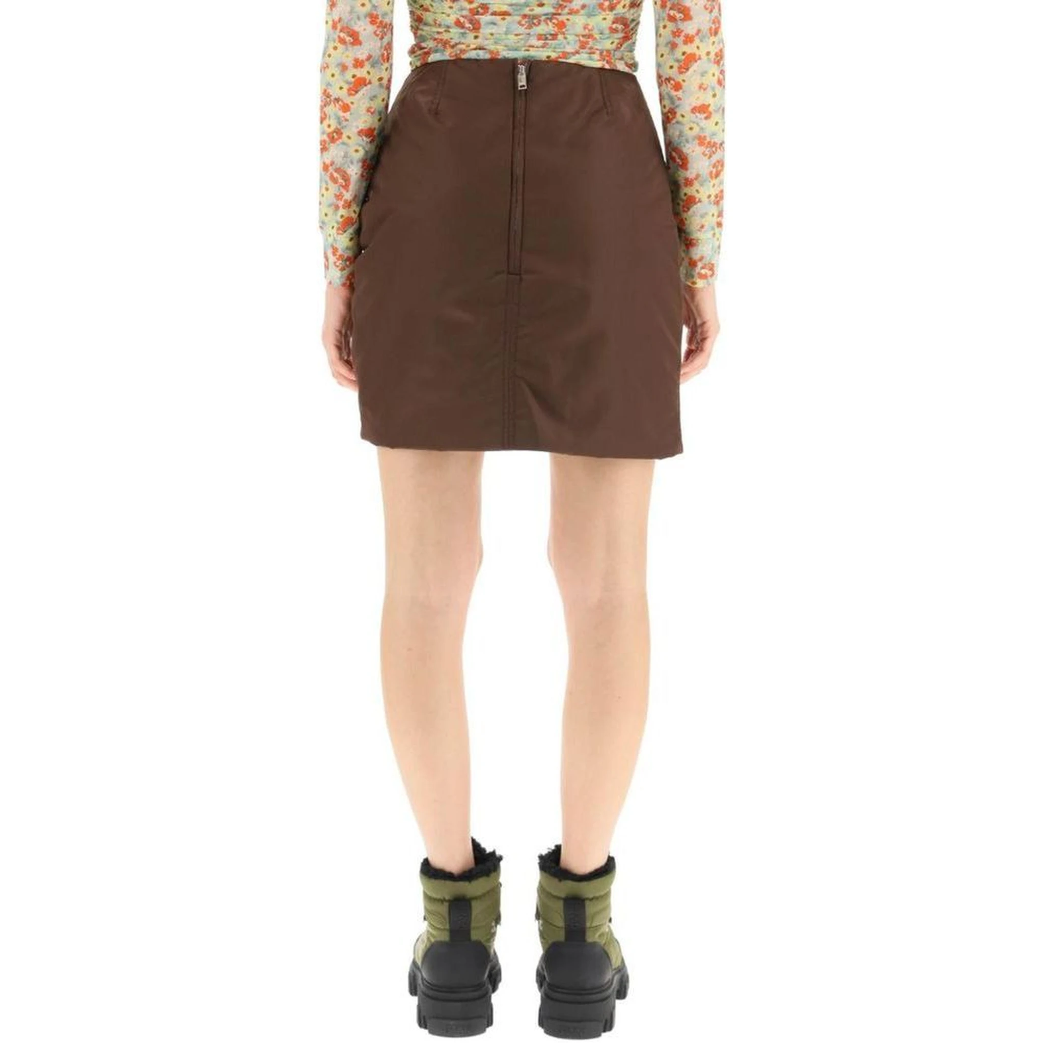 Brown Acetate Mini Skirt