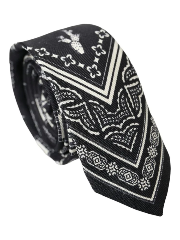 Black And White Silk Tie