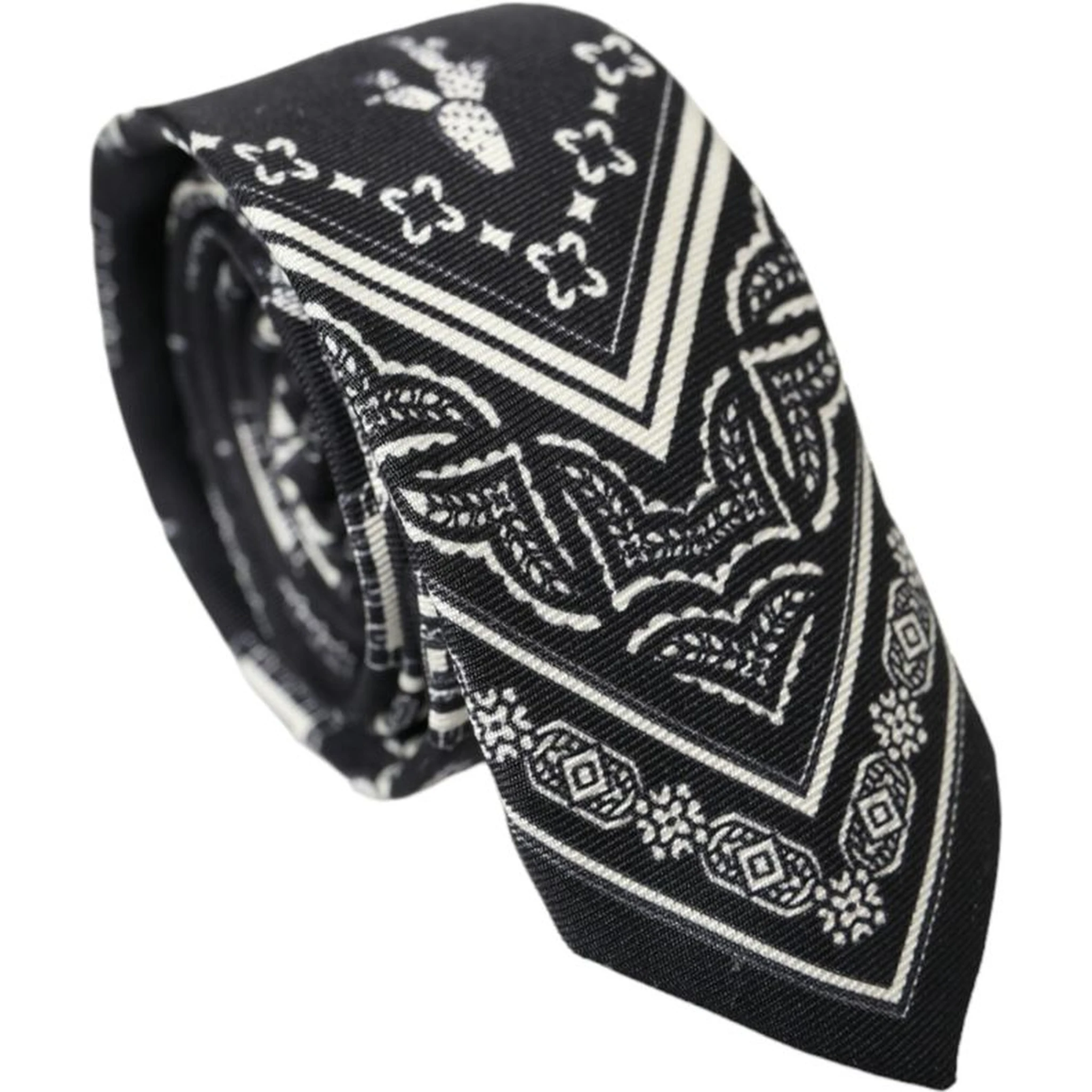 Black And White Silk Tie
