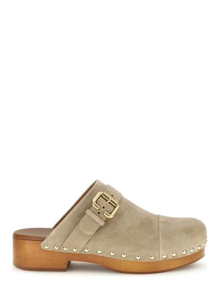Beige Calf Leather Bos Taurus Clogs