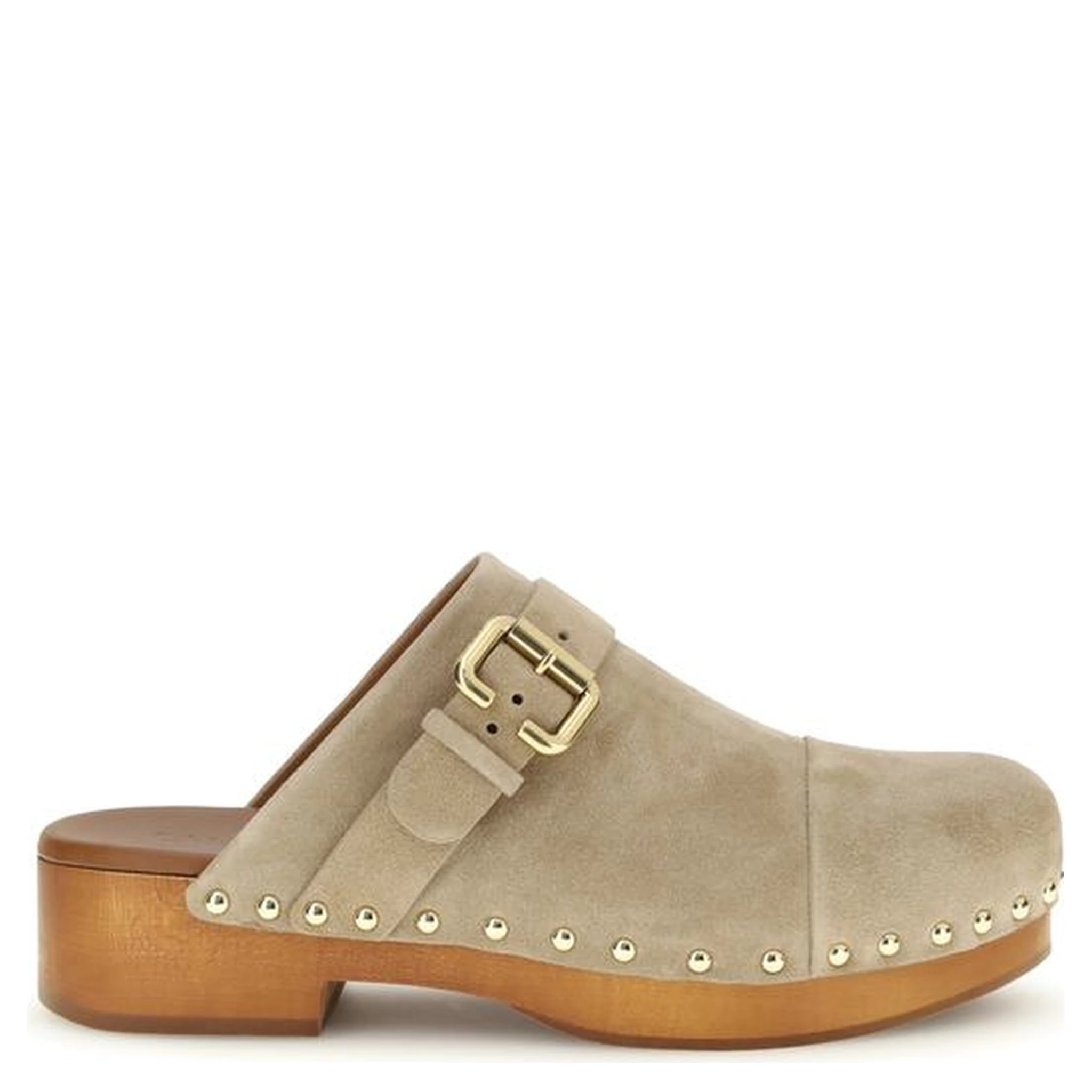 Beige Calf Leather Bos Taurus Clogs