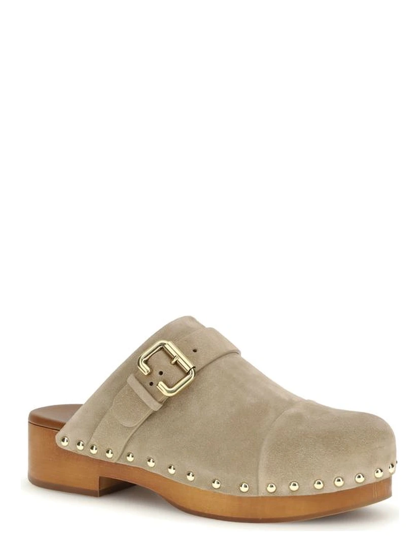 Beige Calf Leather Bos Taurus Clogs
