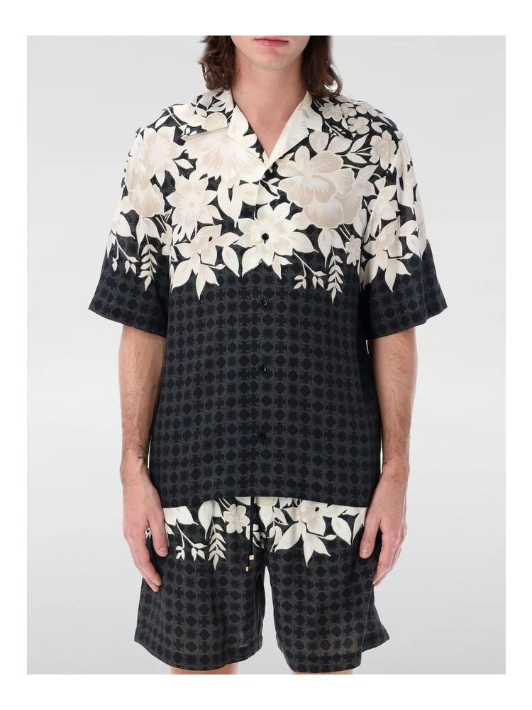 Black Silk Pattern Shirt