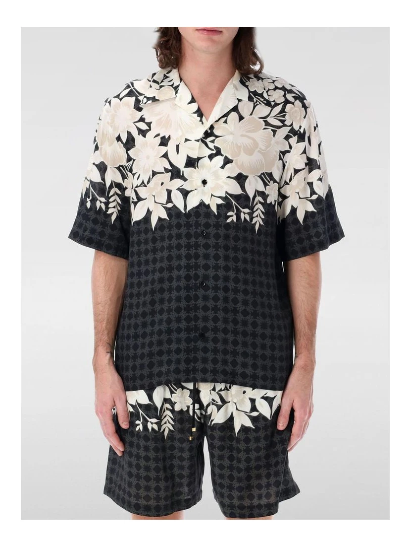 Black Silk Pattern Shirt