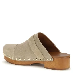 Beige Calf Leather Bos Taurus Clogs
