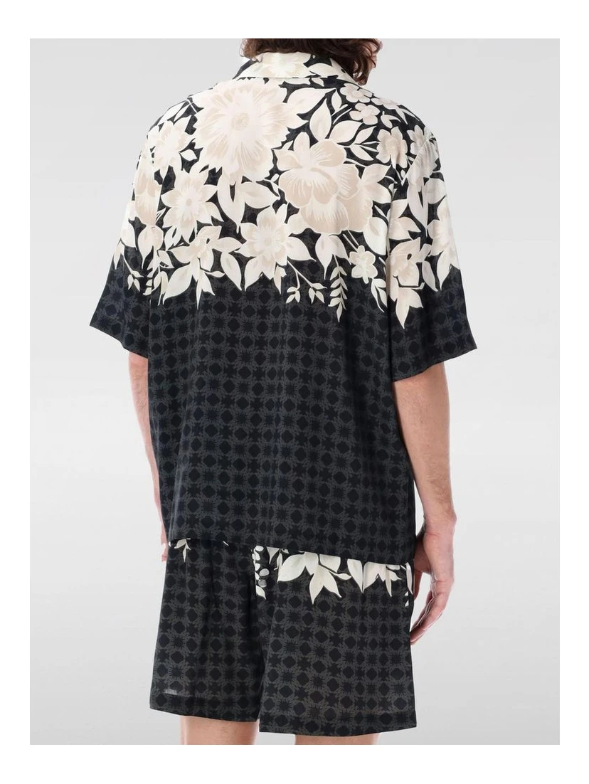 Black Silk Pattern Shirt