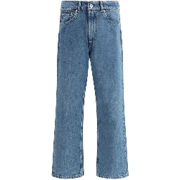 Blue Cotton Tapered Jeans
