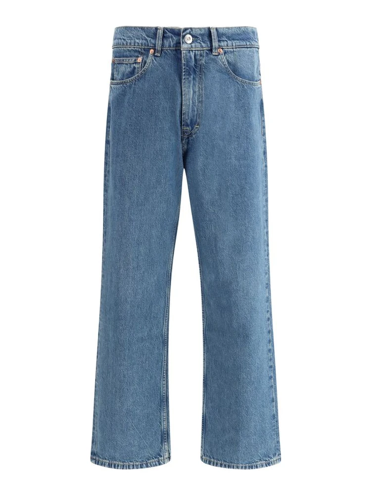 Blue Cotton Tapered Jeans