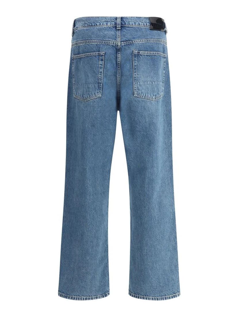 Blue Cotton Tapered Jeans
