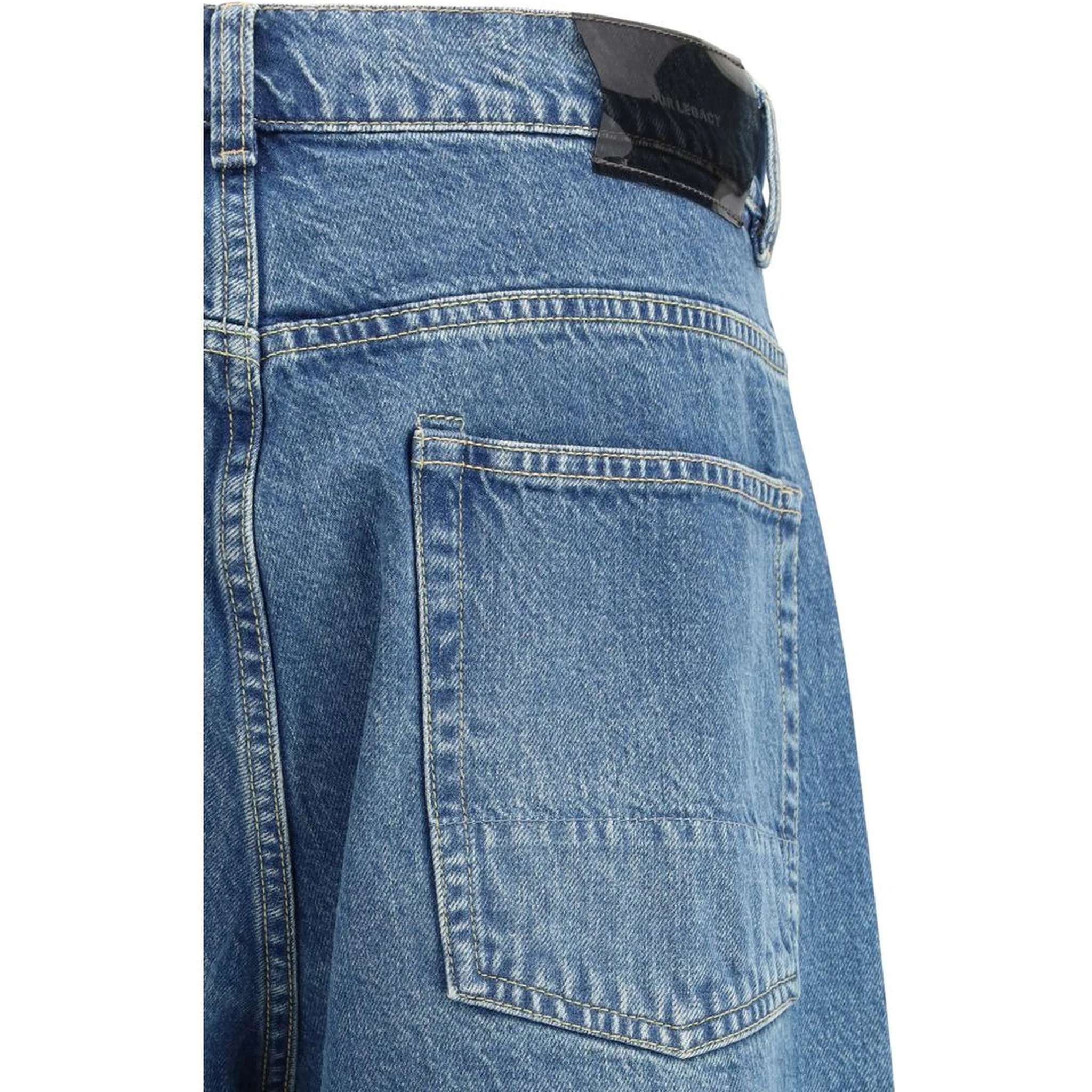 Blue Cotton Tapered Jeans