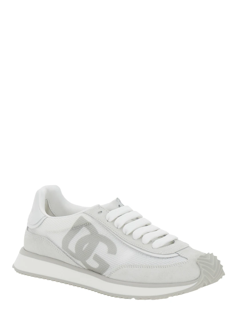 DG Cushion White Low Top Sneakers in Mixed Materials Woman