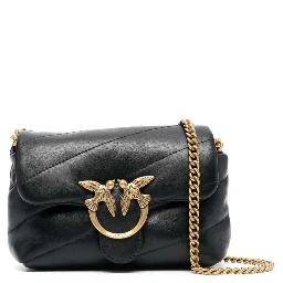 Baby Love Puff Black Shoulder Bag with Diagonal Maxi Quilting in Leather Woman Pinko