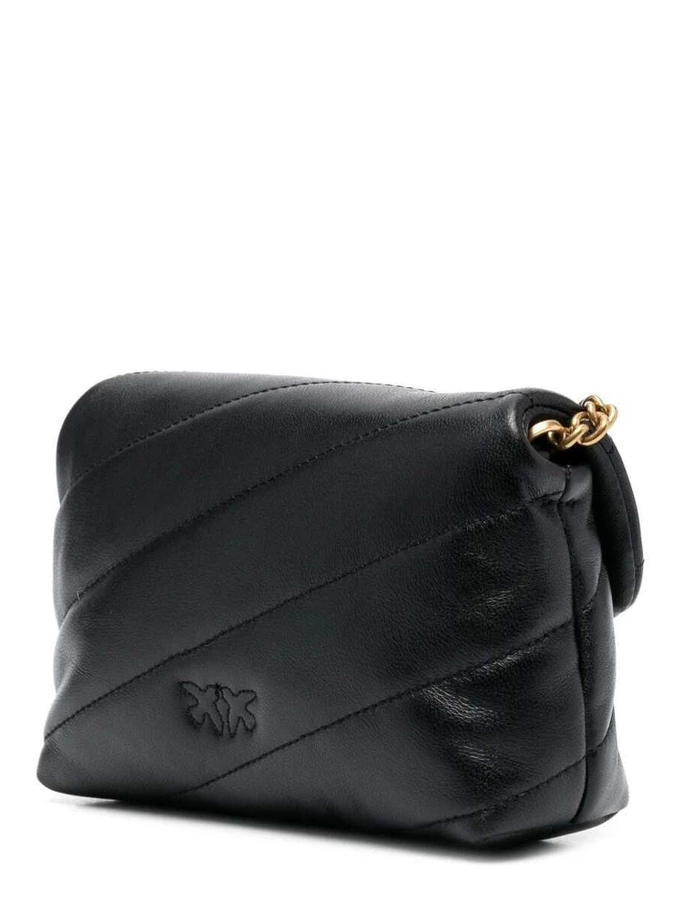 Baby Love Puff Black Shoulder Bag with Diagonal Maxi Quilting in Leather Woman Pinko alternative