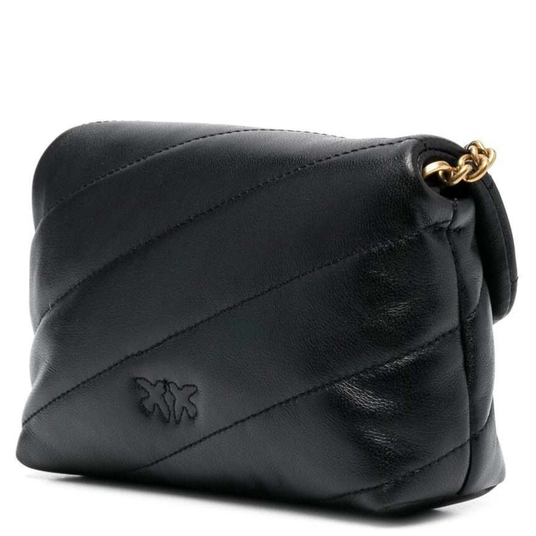 Baby Love Puff Black Shoulder Bag with Diagonal Maxi Quilting in Leather Woman Pinko