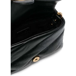Baby Love Puff Black Shoulder Bag with Diagonal Maxi Quilting in Leather Woman Pinko