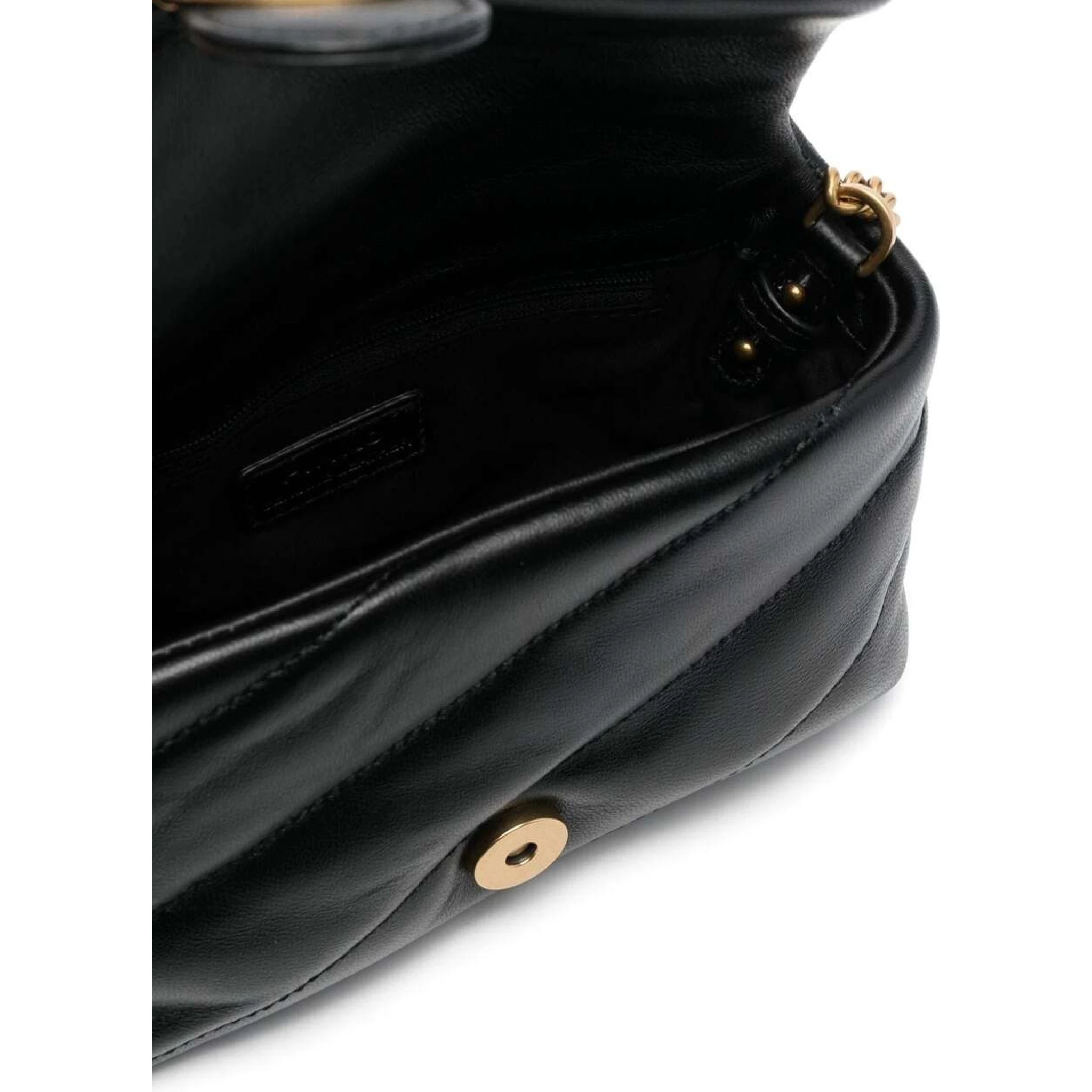 Baby Love Puff Black Shoulder Bag with Diagonal Maxi Quilting in Leather Woman Pinko