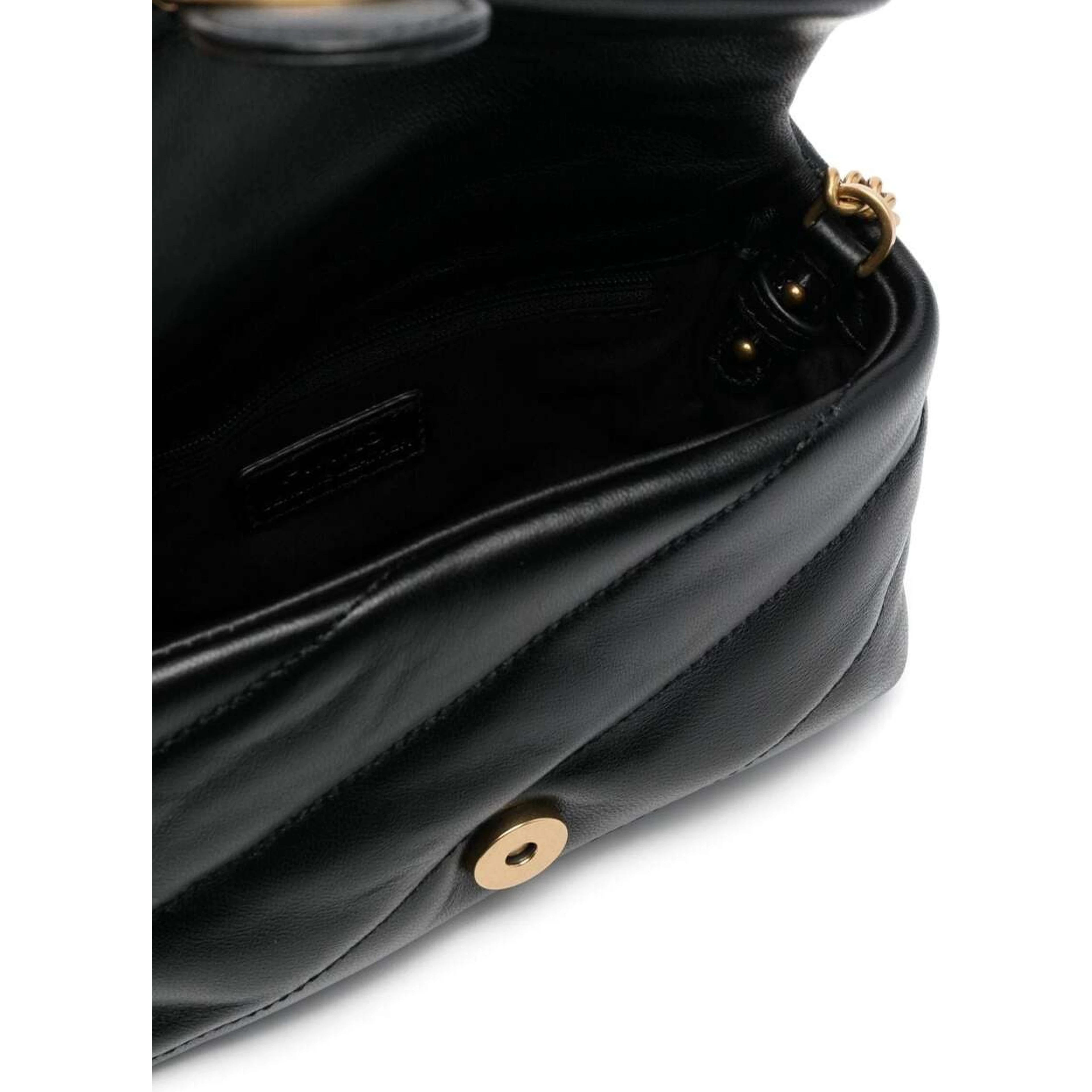 Baby Love Puff Black Shoulder Bag with Diagonal Maxi Quilting in Leather Woman Pinko
