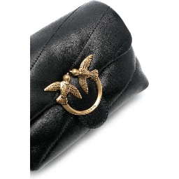 Baby Love Puff Black Shoulder Bag with Diagonal Maxi Quilting in Leather Woman Pinko